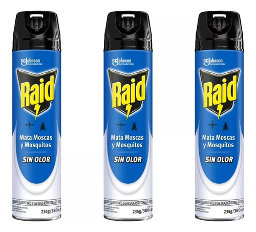Raid Mata Moscas Y Mosquitos S/olor Pack X 3