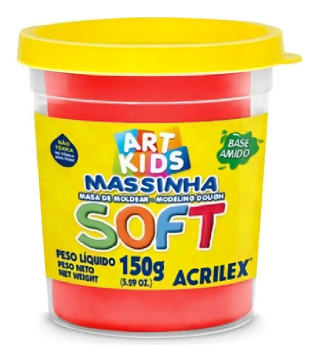 Pote Massinha Modelar Acrilex Soft 150g Vermelho