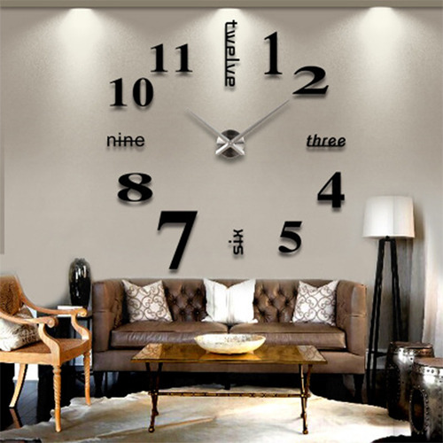 Reloj De Pared Con Diseño 3d A La Moda (negro)