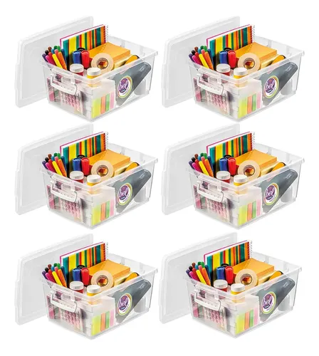 4 Cajas organizadoras plásticas transparentes con tapa 5.5 L Gris 4 Cajas organizadoras plásticas transparentes con tapa 5.5 L Gris