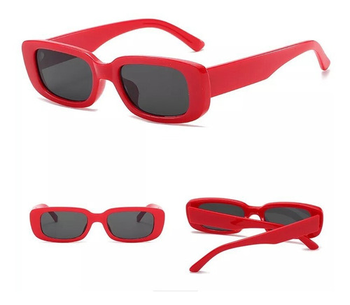 Lentes Aesthetic Retro Rectangulares Rojo