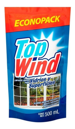 Limpiador Para Vidrios, Top Wind 500 Ml