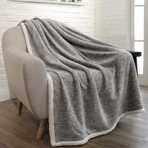 Cobija Reversible Blanket Tv, 50 X 60 Pulgadas, Gris Claro