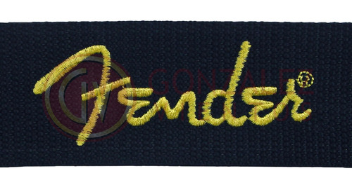 Imagen 2 de 8 de Correa Fender Logo Amarillo Para Guitarra Electrica O Bajo
