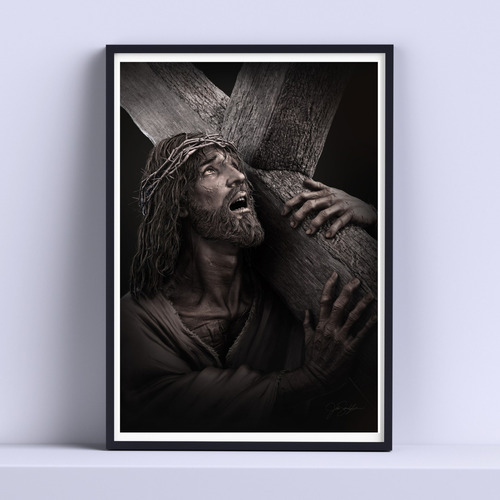 Cuadro Jesus Con La Cruz 30x40cm Listo P Colgar