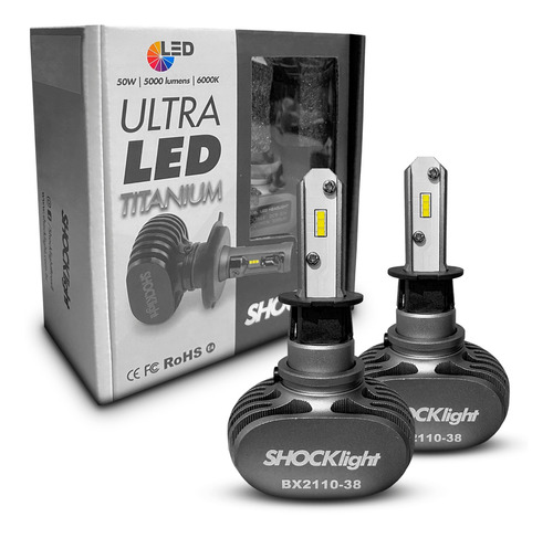 Ultra Led Shocklight Titanium 10.000 Lúmens 6000k Encaixe H3