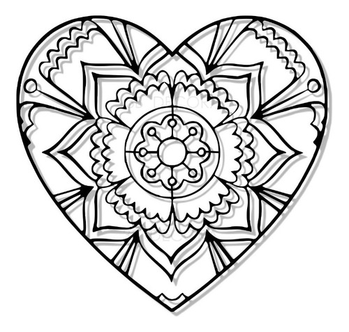 Corazón Mandala Minimalista De Madera Corte Láser 90x75cm