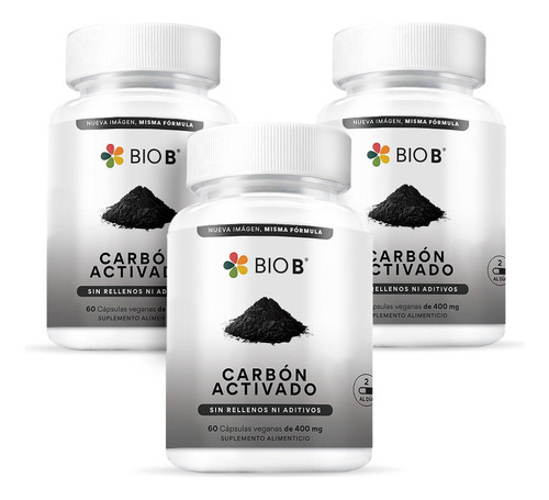 Bio B 3 Pack De 60 Cápsulas De Carbón Activado De Coco Sabor N/A