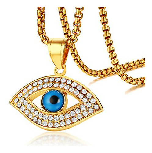 Collar - Evil Eye Pendant Necklace Gold Plated Chain Cubic Z