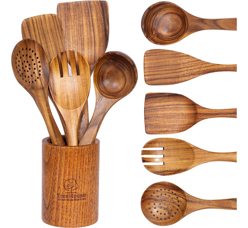 Utensilios De Cocina De Madera De Teca   Set De Utensil...