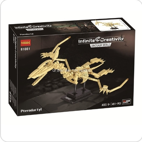 Esqueleto Pterodáctilo Fósil Arqueológico Bloques Armables