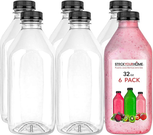 Botellas De Plástico Jugo Tapas  Recipientes Bebidas D...