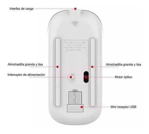Imagen 3 de 3 de Mouse Inalambrico Rgb Recargable Para Laptop Pc Computadora