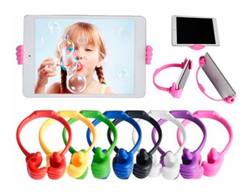 Imagen 3 de 10 de Set 4 Manitos Soporte Universal Celular Tablet Pastel Fluo