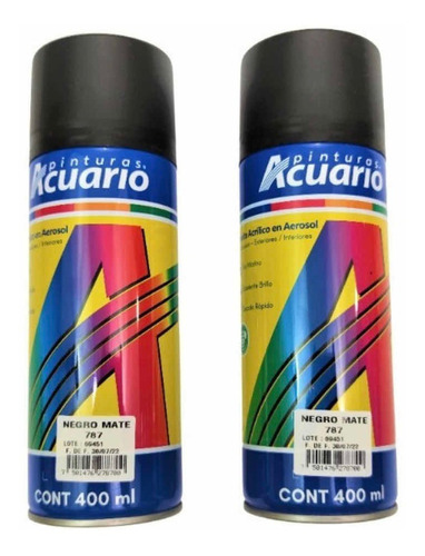 Pintura En Aerosol 400ml Negro Mate Acuario 2 Unidades