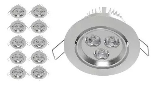 Pack X10 Unidades Focos Led Luz Fría Embutida 3 Watt