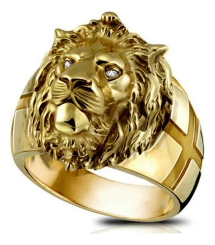 2025 Anillo De Hombre Con Cabeza De León Chapado En Oro