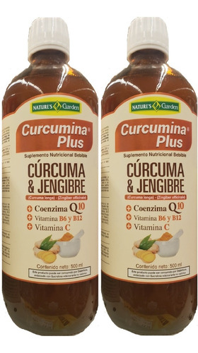 Cúrcuma+jengibre+coenzima Q10+b6+b12+vitamina C 2 Frascos