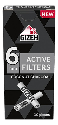 10 Filtros Gizeh Carbón Activado Con Capas Cerámicas 6mm 