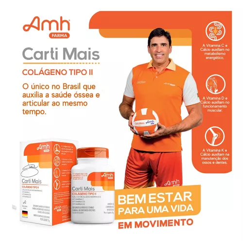 Carti Mais Colágeno Tipo 2 + Cálcio + Vitaminas Da Amh Farma