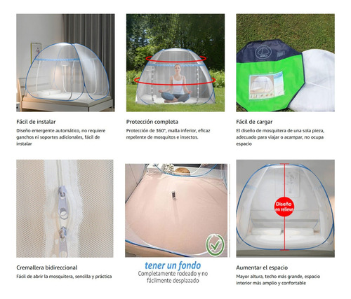 Mosquitero Plegable Pabellon 2 Puerta Base Malla Portatil Gr