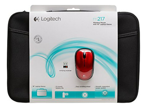 Pack Ratón Inalámbrico M217  Rojo & Funda 16