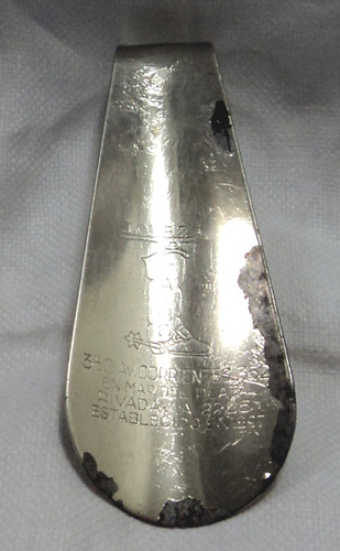 Antiguo Calzador Metal Plateado Lopez Taibo Mar Del Plata G5