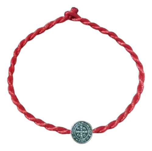 Pulseira Kaballah Trançada Com Medalha De São Bento Proteção