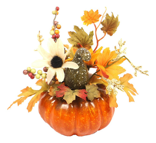 Calabaza Artificial Con Adorno De Flores Accesorios De