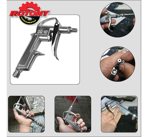 Pistola De Limpeza Ar Comprimido Gatilho 1/4 Corpo Alumínio