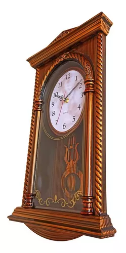 Reloj de pared de madera silencioso colgante reloj redondo retro granja  reloj de pared revista corte papel patrón cuarzo funciona con pilas  decoración