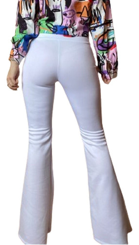 Calza Pata Elefante Flare Pants Blanco De Verano Moda Mujer 