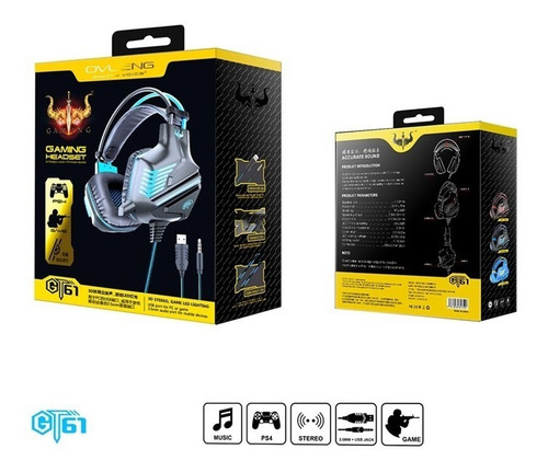 Imagen 3 de 6 de Auricular Gamer Ps4 Celular Laptop Pc Microfono Luz Led