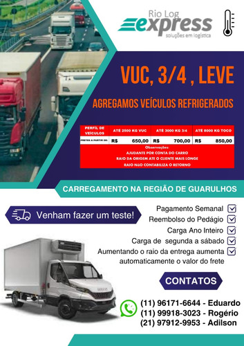 !!! Oportunidade De Trabalho Para Veículos Refrigerados !!!