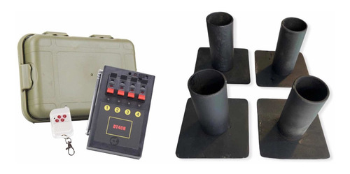 Detonador De Pirotecnia Inalámbrico 4 Canales 4 Bases Metal