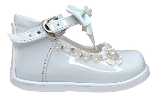 Zapato De Charol Blanco Pibe Semi-ortopédico Para Bebé Niña