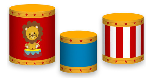 Trio De Capas De Cilindro 3d - Circo Leãozinho Cute Retro 18