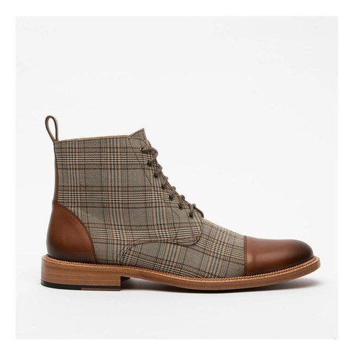 Botas Casuales Hombre Pointy Square Toe Lowtop Peplum Plaid