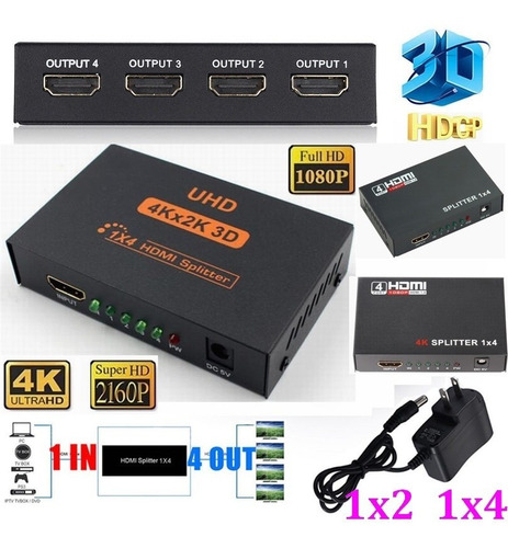 Amplificador Splitter Multiplicador X4 Hdmi 1080p Fullhd 3d