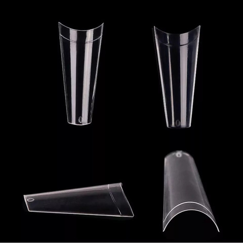 Kit 600 Tips Bailarina C/ Degrau Caixa 100 Unhas Plástico Cor Transparente