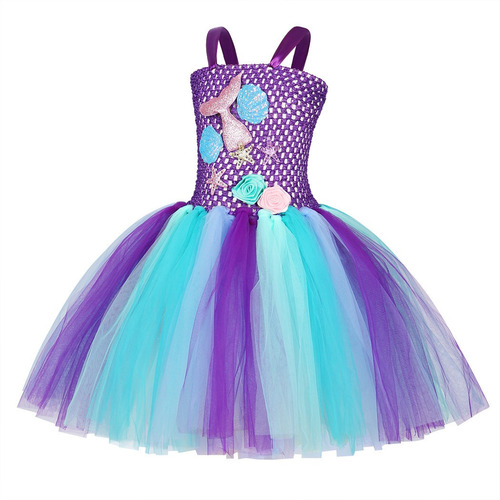 Imagen 2 de 7 de Conjunto Disfraz Vestido Sirena Sirenitaariel Niña Navidad