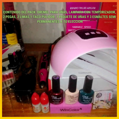 Imagen 7 de 10 de Pack Para Uñas En Semipermanente C/dremel+lampara Uv/led 45w