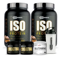 Comprar Combo 2 Whey Isolado+ 2 Bcaa+ 2 Creatina+2 Glutamina+ Shaker Sabor Morango