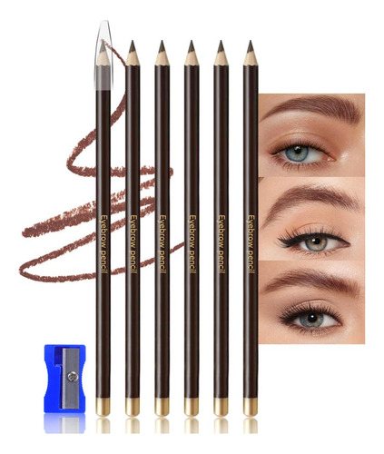 6 Lápices De Cejas Para Mujer, Lápiz De Cejas Y Delineador D