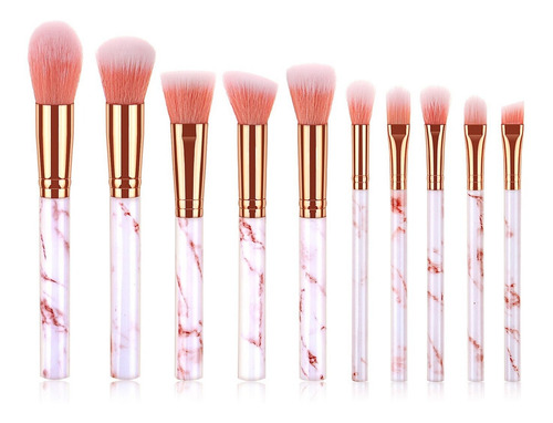 Imagen 3 de 9 de Set De 10 Brochas De Maquillaje Con Estuche Fibra De Nylon ®