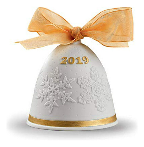 Lladro 2019 - Campana De Porcelana Dorada Brillante De Navid