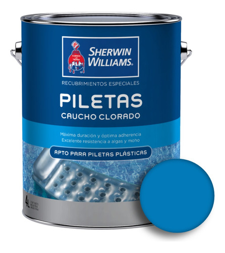 Pintura Para Pileta/piscina Sw Caucho 4lt - Prestigio Acabado Satinado Color Azul Mediterráneo