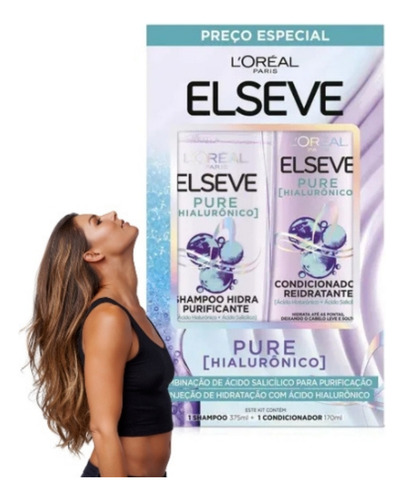 Kit Tratamento Elseve Pure Hialurônico Cabelos Leves Soltos