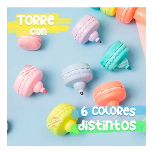 6pz De Marcatextos Forma De Macarron Kawaii Colores Pastel