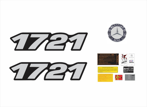 Adesivos Compatível Mercedes Benz 1721 Emblema Resinado 80 Cor PADRÃO